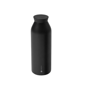 The Closca - Black - 450ml bottle, shown with a screw-on lid against a white background, features a reusable matte black minimalist design and a small logo near the base. Gate21.ee