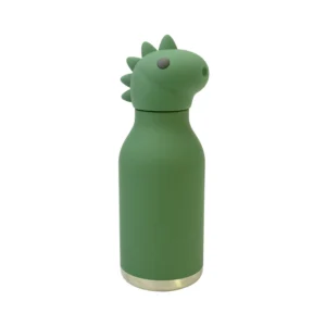 The Dino Bestie - 740ml is a green ASOBU water bottle with a dinosaur-shaped lid featuring small spikes, a round snout, and a metallic silver base, shown against a white background. Gate21.ee