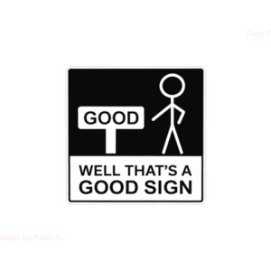 Introducing the Good Sign - Pin: a black and white enamel pin featuring a stick figure pointing to a sign that says “GOOD.” Below, the text reads, “WELL THAT’S A GOOD SIGN.” Perfect for collectors, the Good Sign - Pin captures quirky humour in a simple yet memorable design. Gate21.ee
