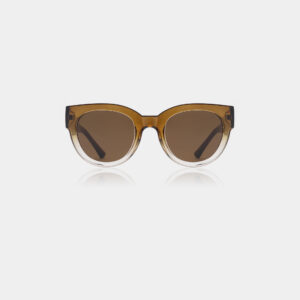 A pair of LILLY - Smoke Champagne sunglasses by A. Kjærbede featuring round, brown gradient frames and dark tinted lenses, set against a plain white background. Gate21.ee