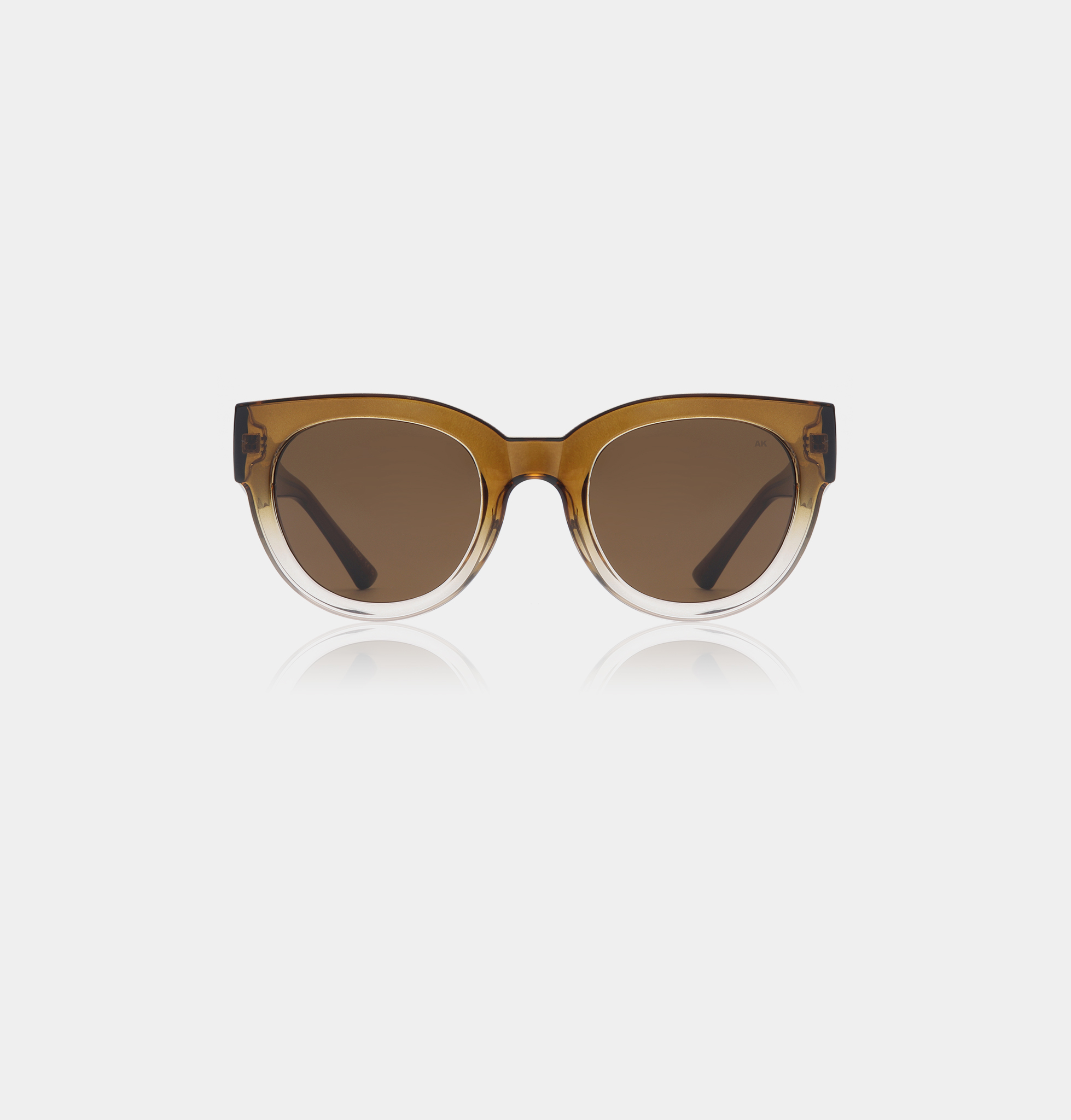 A pair of LILLY - Smoke Champagne sunglasses by A. Kjærbede featuring round, brown gradient frames and dark tinted lenses, set against a plain white background. Gate21.ee