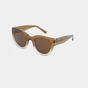 A pair of LILLY - Smoke Champagne sunglasses by A. Kjærbede, featuring round lenses with thick, semi-transparent brown frames and wide arms, displayed on a plain white background. Gate21.ee