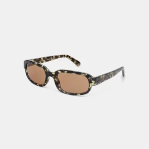 WILL - Black/Yellow Tortoise sunglasses by A. Kjærbede, featuring a rectangular design with brown lenses and a black/yellow tortoiseshell-patterned frame, displayed on a plain white background. Gate21.ee