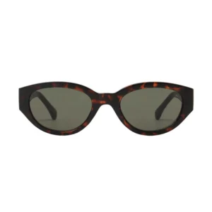 A pair of A. Kjærbede Winnie - Demi Tortoise sunglasses with oval-shaped frames, dark lenses, and a brown tortoiseshell design, displayed on a plain white background. Gate21.ee