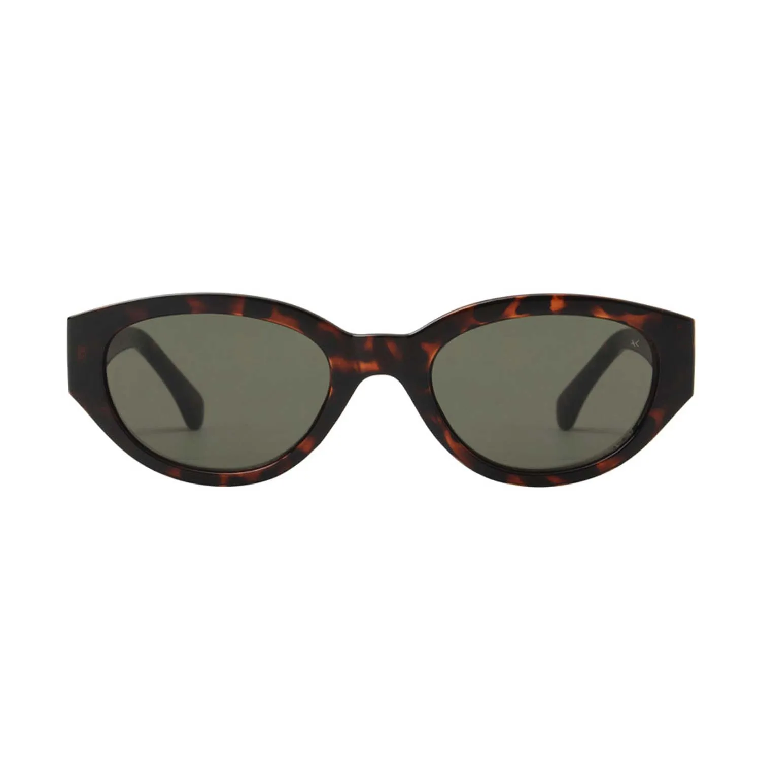 A pair of A. Kjærbede Winnie - Demi Tortoise sunglasses with oval-shaped frames, dark lenses, and a brown tortoiseshell design, displayed on a plain white background. Gate21.ee